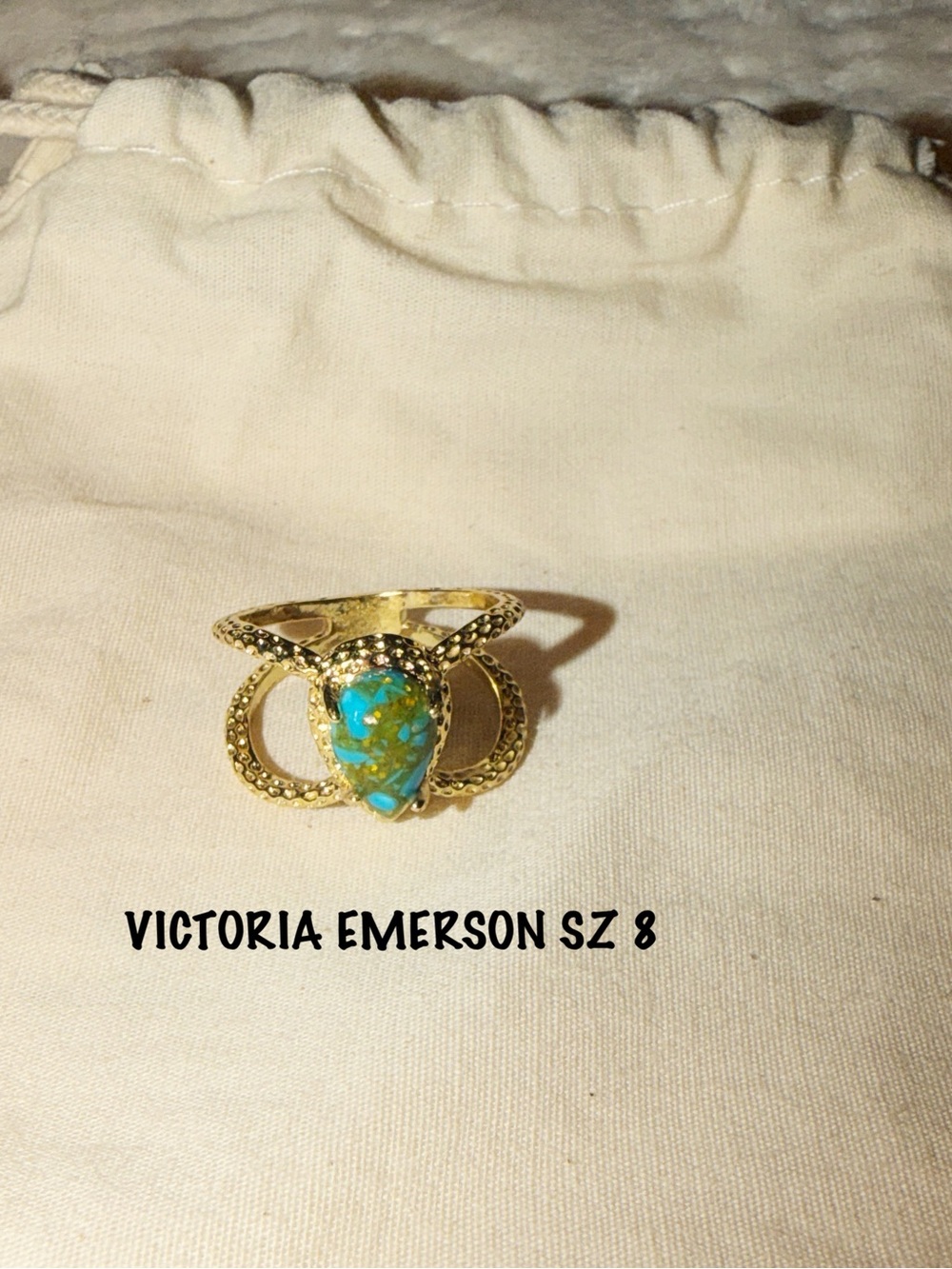 Victoria Emerson Gold Ring with Teardrop Turquoise Stone-Cassidy